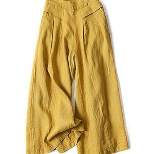 Yellow pocket accent palazzo pants - KOMILI